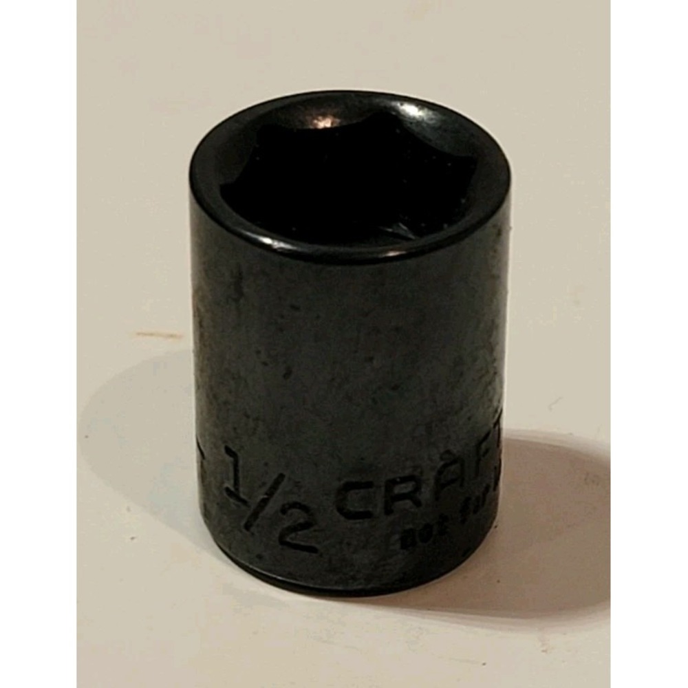 Vintage Black Chrome Craftsman 1/2" 6PT 3/8 Drive Shallow Socket S-AD #44539